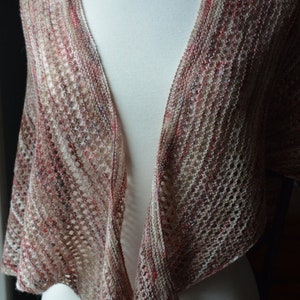 Hand Knit Merino Wool Eyelet Triangle Shawl: Rose Cocoa Burgundy
