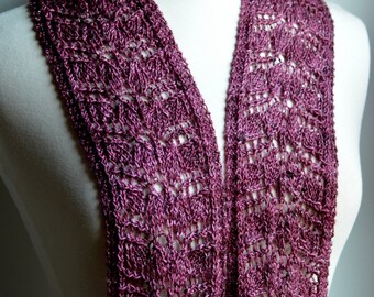 Black Cherry, Burgundy, Grape Sparkling Leaves Merino Wool Scarf