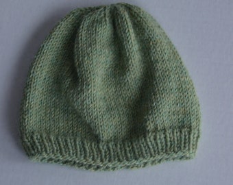 Light Sage Green, Alpaca and Wool Baby Hat