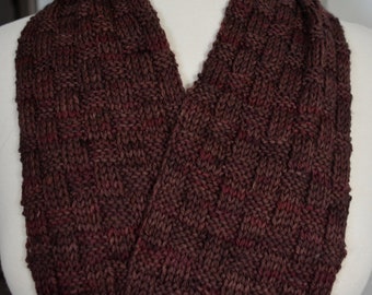 Rich Dark Brown Superwash Merino Wool Basketweave Man Scarf