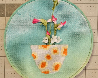 Floral Mixed Media Cross-stitch