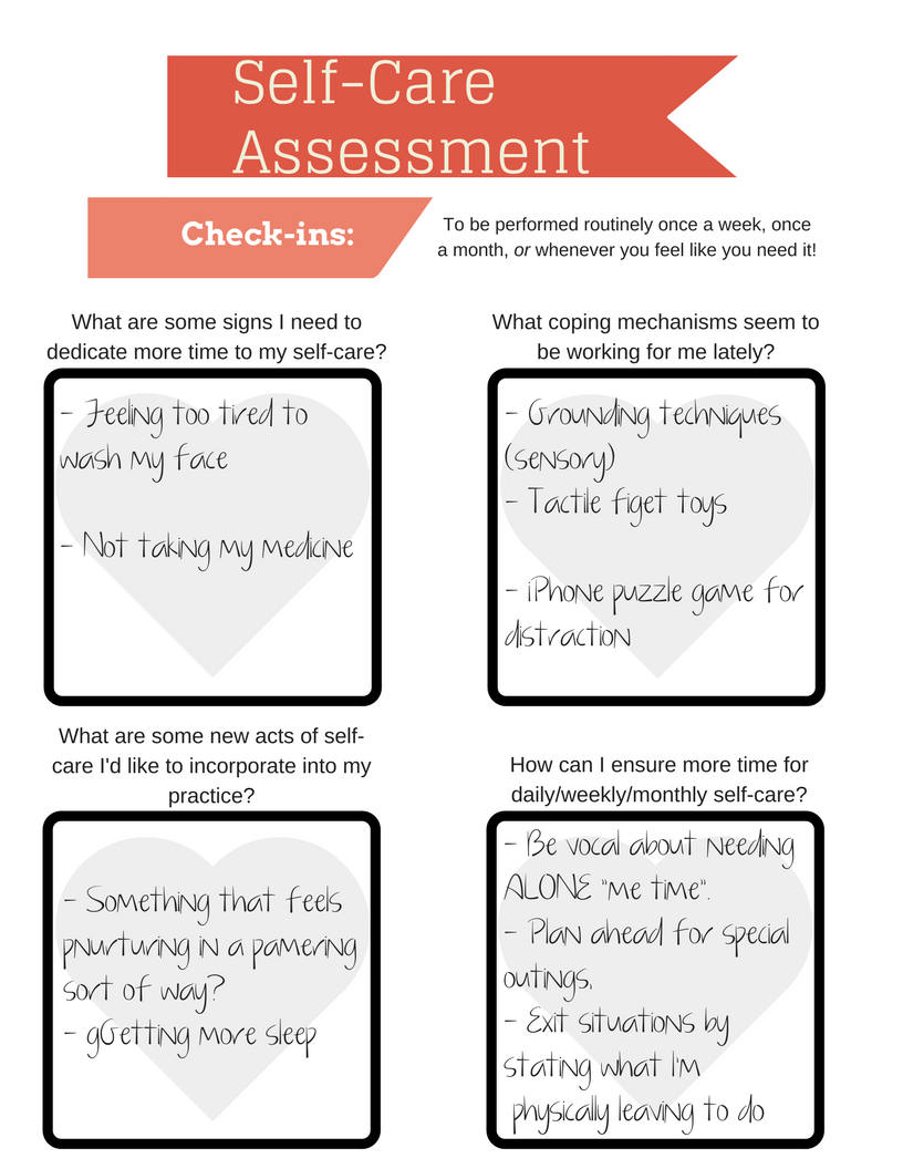 Self-Care Assessment Worksheet PRINTABLE INSTANT DOWNLOAD ...