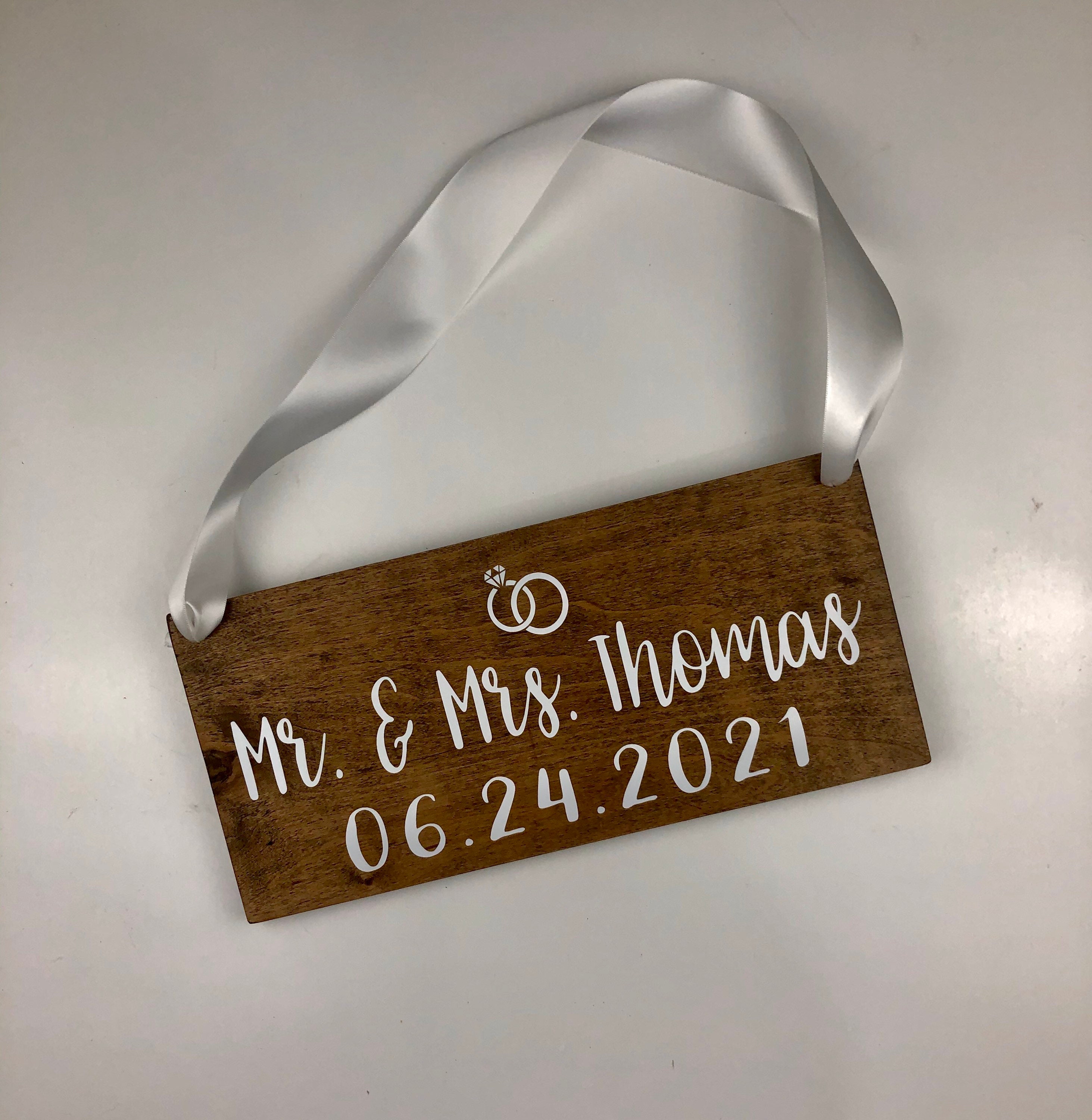 Mr and Mrs Wedding Ring Sign Handmade Wood Sign Engagement - Etsy