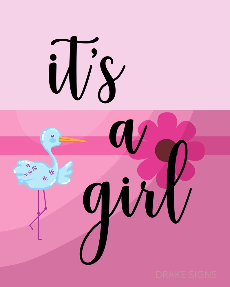 Printable It's A Girl Instant Download Digital Etsy