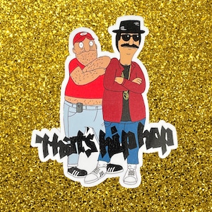 The Burger Boys Sticker | Bob's Burgers X Beastie Boys Mash-Up | Glossy Vinyl Decal | Bob Belcher & Teddy, Mike D and A-Rock | Breakdancing
