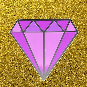 Purple Diamond Tattoo Sticker | Geometric Matte Vinyl | Traditional Tattoo Style | Waterproof Crystal Sticker | Aesthetic, Girly Decor