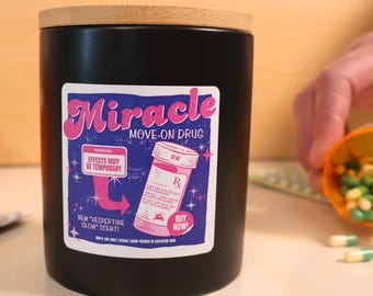 Miracle Move On Drug | 12oz Vegan Soy Candle For Swifties | Fan-Made Merch Inspired By Taylor Swift Lyrics, The Eras Tour | Cute Unique Gift