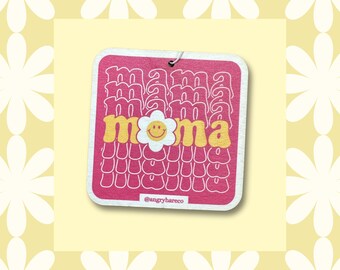 Retro Mama Flower Design | Vanilla Air Freshener | Cute, Pink, Trendy Car Freshie, Accessories | Fun, Colorful, Unique Gift For Mom, Grandma