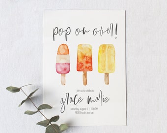Invitación de cumpleaños de verano, invitación de la paleta de verano, invitación de la barbacoa, invitación del tema de la paleta, invitación de la paleta