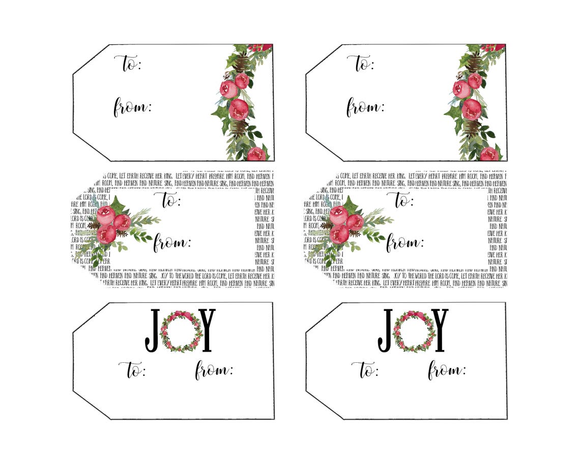 Printable Christmas joy to the World Gift Tag Jpg - Etsy