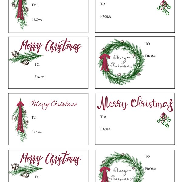 SALE! Instant download! printable Christmas gift tag pdf file