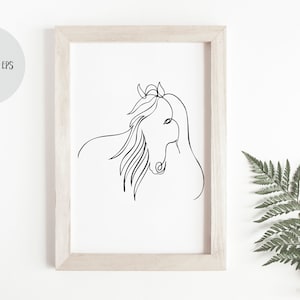 Horse Continuous Line Art in PNG SVG or Sublimation Art Cutting File