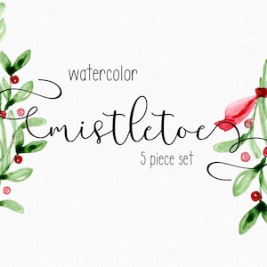 Watercolor Mistletoe Christmas mini Bundle
