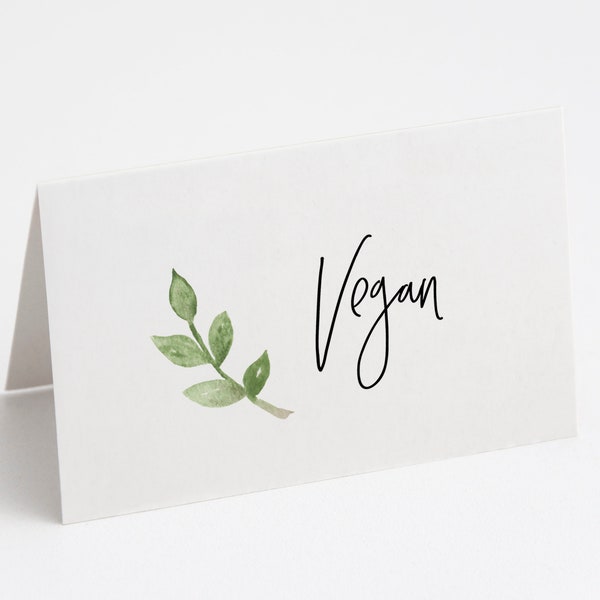 PRINTABLE Vegan and Vegetarian Tent Fold Label INSTANT DOWNLOAD