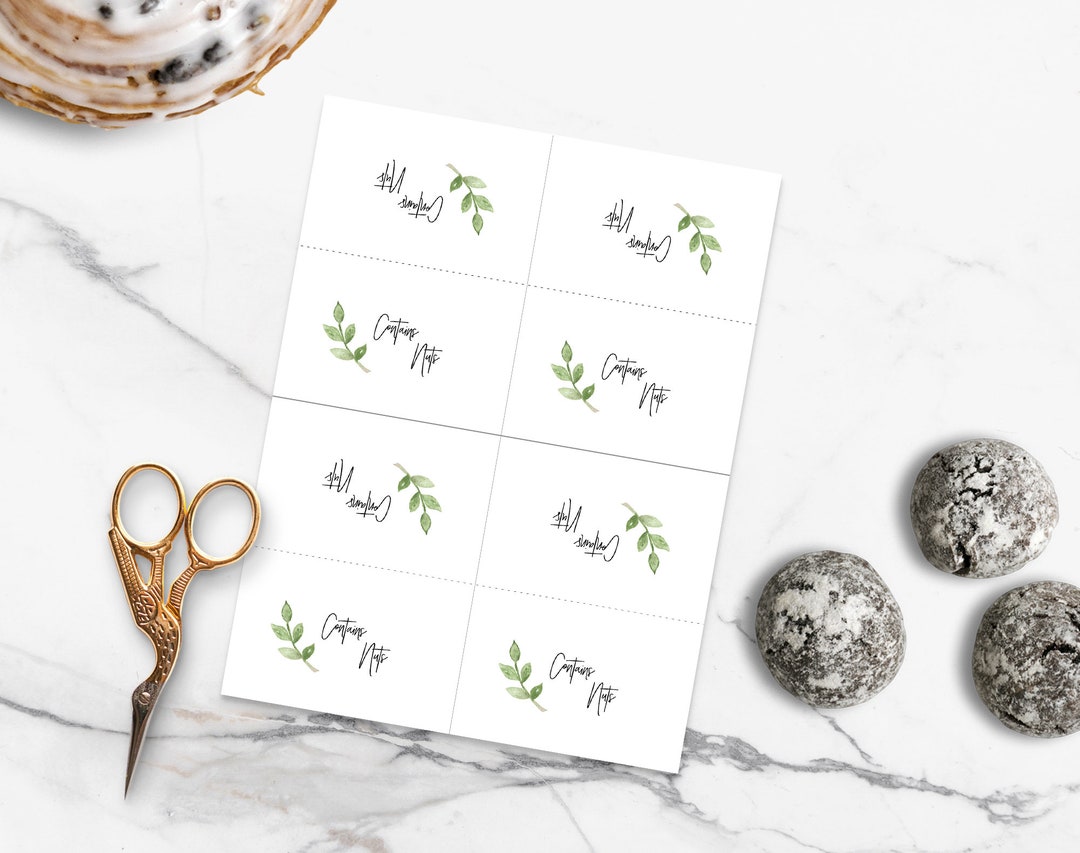 PRINTABLE Contains Nuts Fold Label INSTANT DOWNLOAD - Etsy