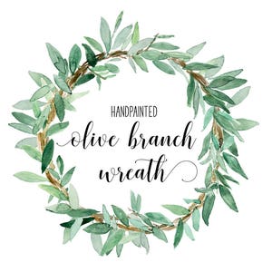 INSTANT DOWNLOAD Watercolor olive branch wreath in Digital art | greenery | clipart | green