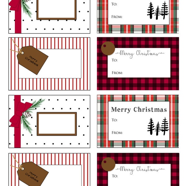 SALE!! Printable Christmas gift tag pdf file an INSTANT DOWNLOAD