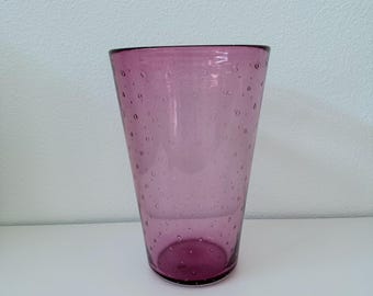 VTG 12 Murano Pink Bollicine Glass Vase Italy Toso Style Large Statement MCM