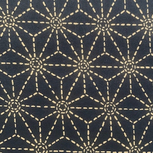 Sevenberry Nara Kasuri Collection: Asanoha Six-Pointed Star Japanese cotton fabric