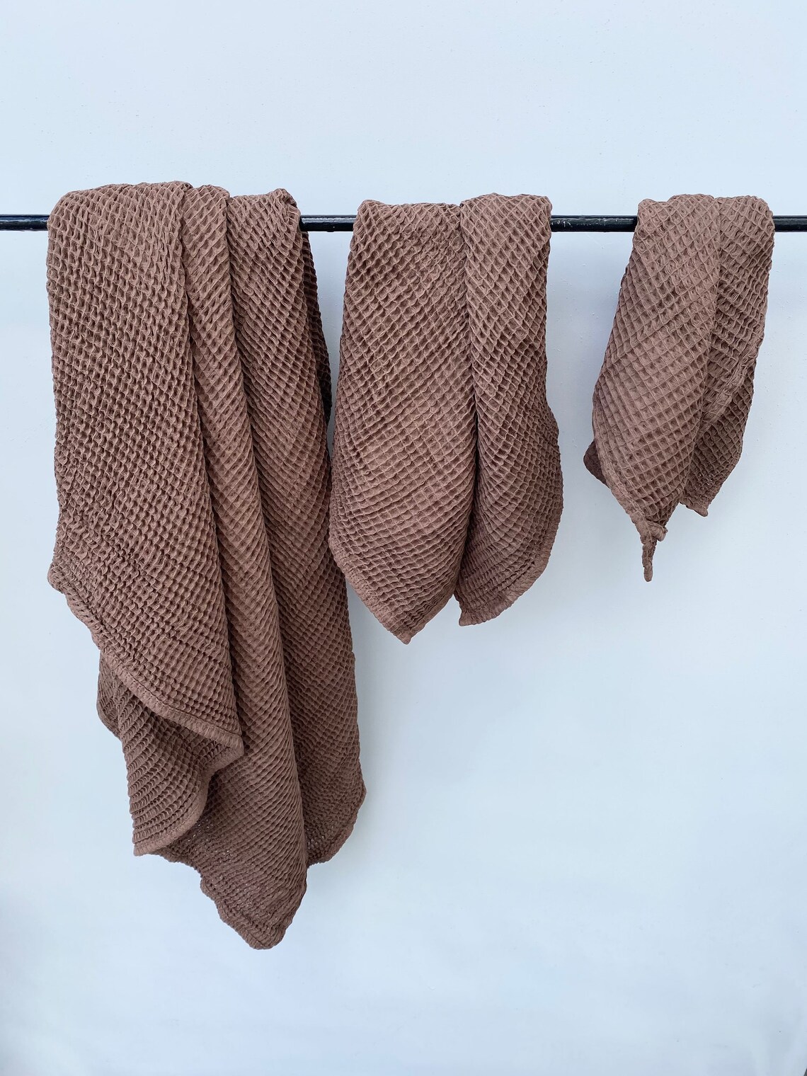 Linen waffle towel set. Body linen towels. Absorbent waffle Etsy