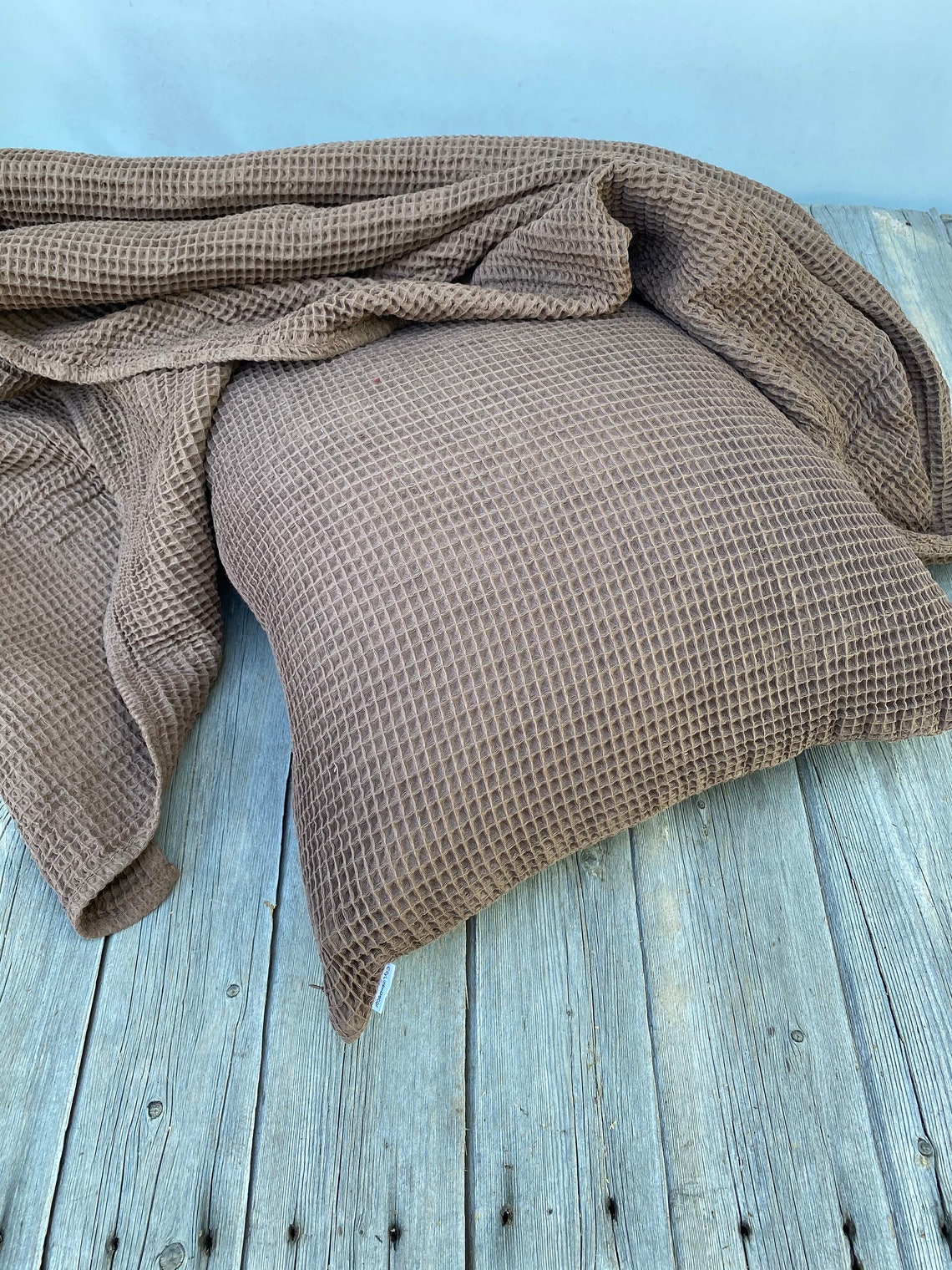 Brown Waffle linen blanket. Linen throw blanket. Handmade Soft Etsy