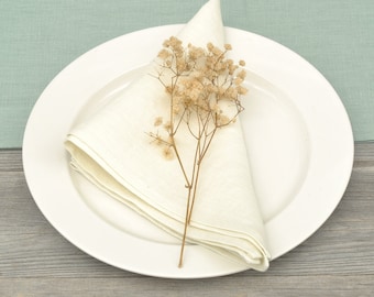 White or ivory linen napkins Wedding dinner cocktail cloth off white napkins