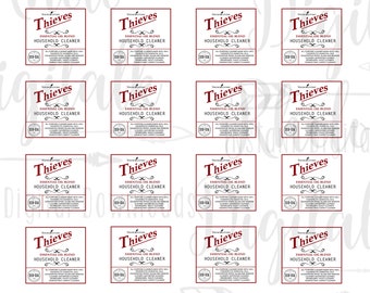 Young Living Thieves cleaner sample bottle labels  /Instant Digital Download