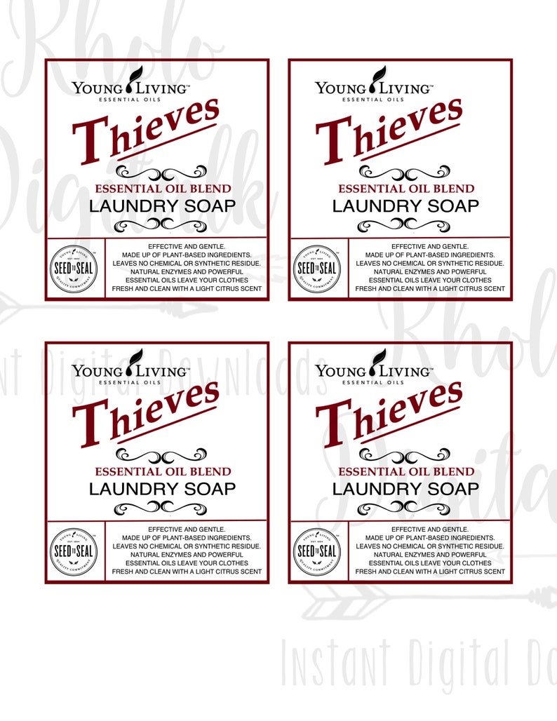 Young Living Thieves Cleaner Laundry Soap Label for 32 Oz Pump Etsy