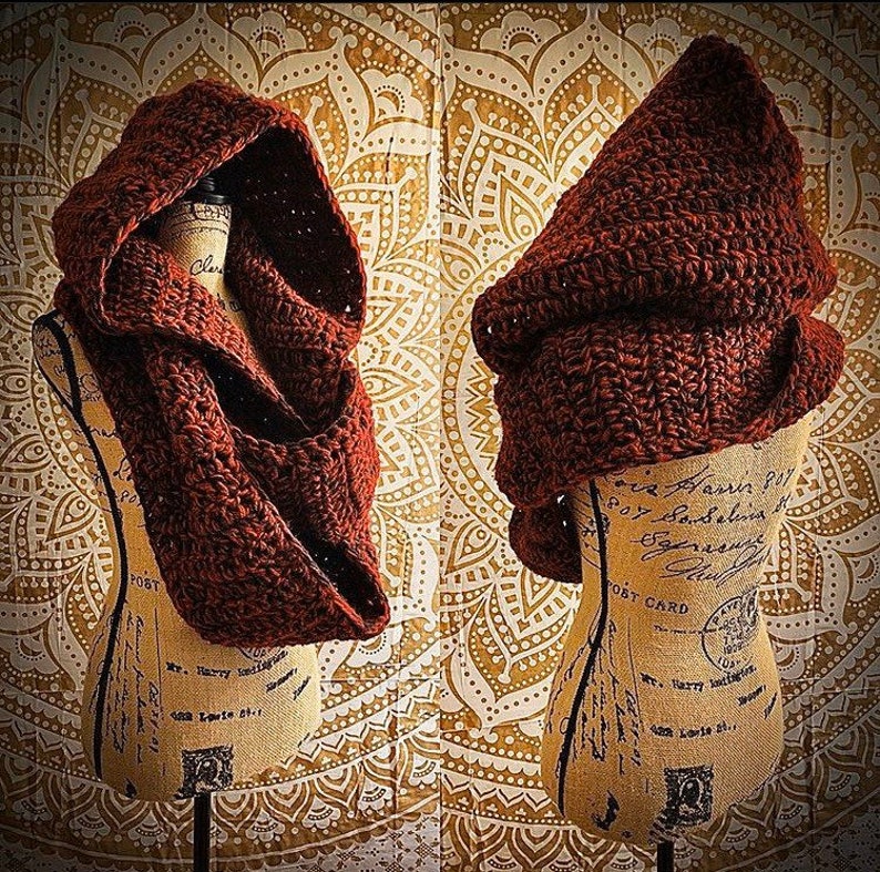 PATTERN Infinity hooded scarf, wrap scarf, large hood, large scarf, big scarf image 3