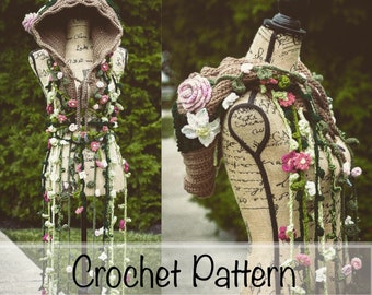 MODÈLE Flower Garden Hood, modèle au crochet, cottagecore, fairycore, NIVEAU EXPÉRIMENTÉ