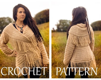 PATTERN Circle Wrap Fringe Sweater Crochet Pattern