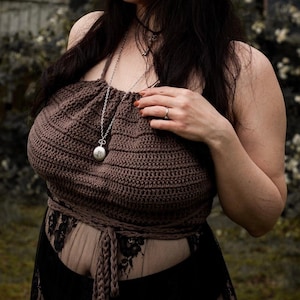 PATRÓN DE GANCHILLO, Top Halter con Gran Busto, Talla Incluida