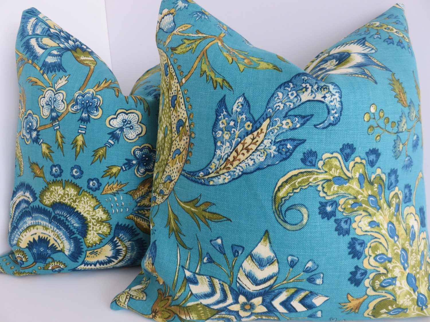 Palampore Peacock Pillow Cover Pillow Cover Turquoise Etsy