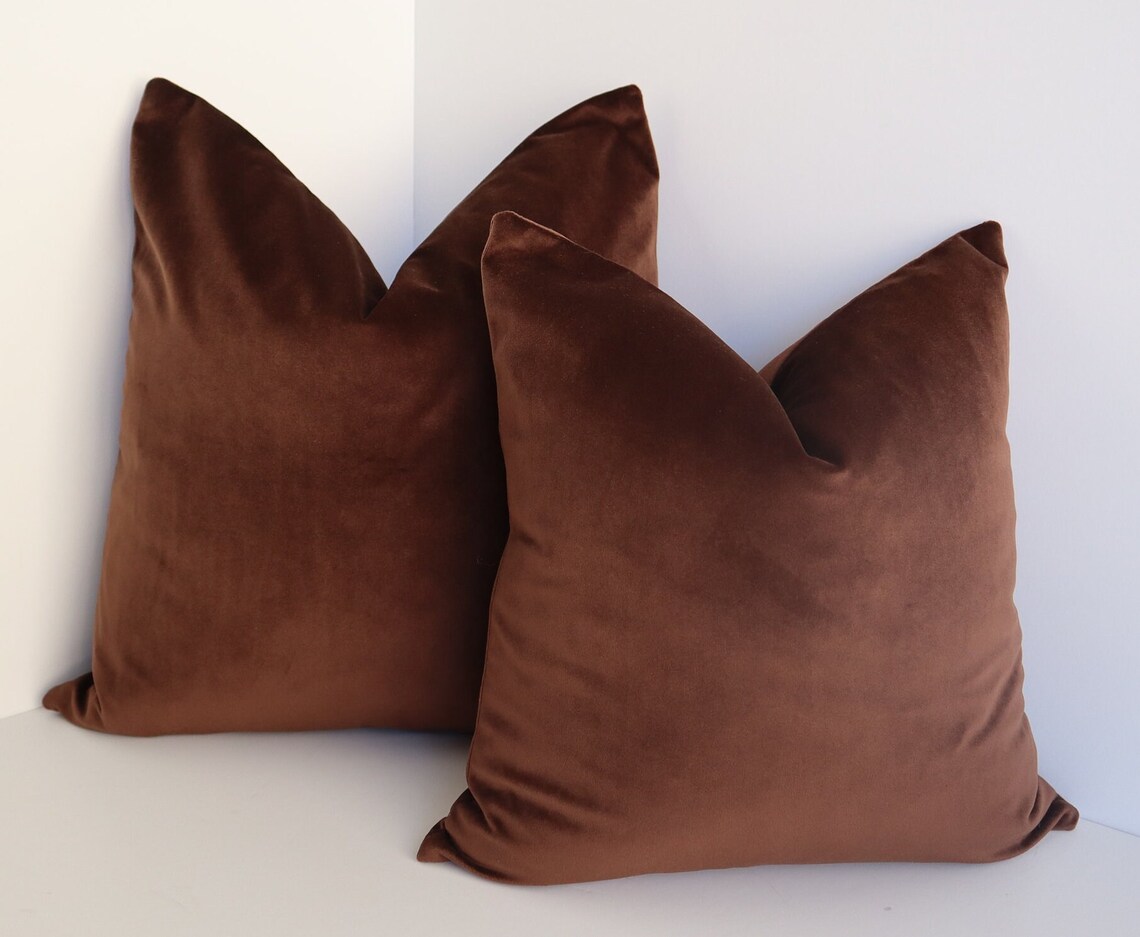 Dark Brown Velvet Pillows Velvet Pillow Covers Velvet Pillow Etsy