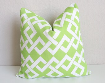 Pair White Green Outdoor Pillow Cover, Chevron Green Pillow Covers, Set of two pillows 16x16, Green Pillow cover, Decorative Green Pillow