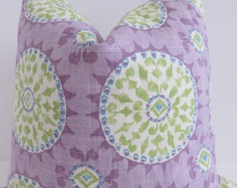 Lavender Green Cream Pillow Cover, Lavender Pillow Cover, Pillow Cover, Suzani Pillow, Purple Pillow Cover, Green Cream Pillow