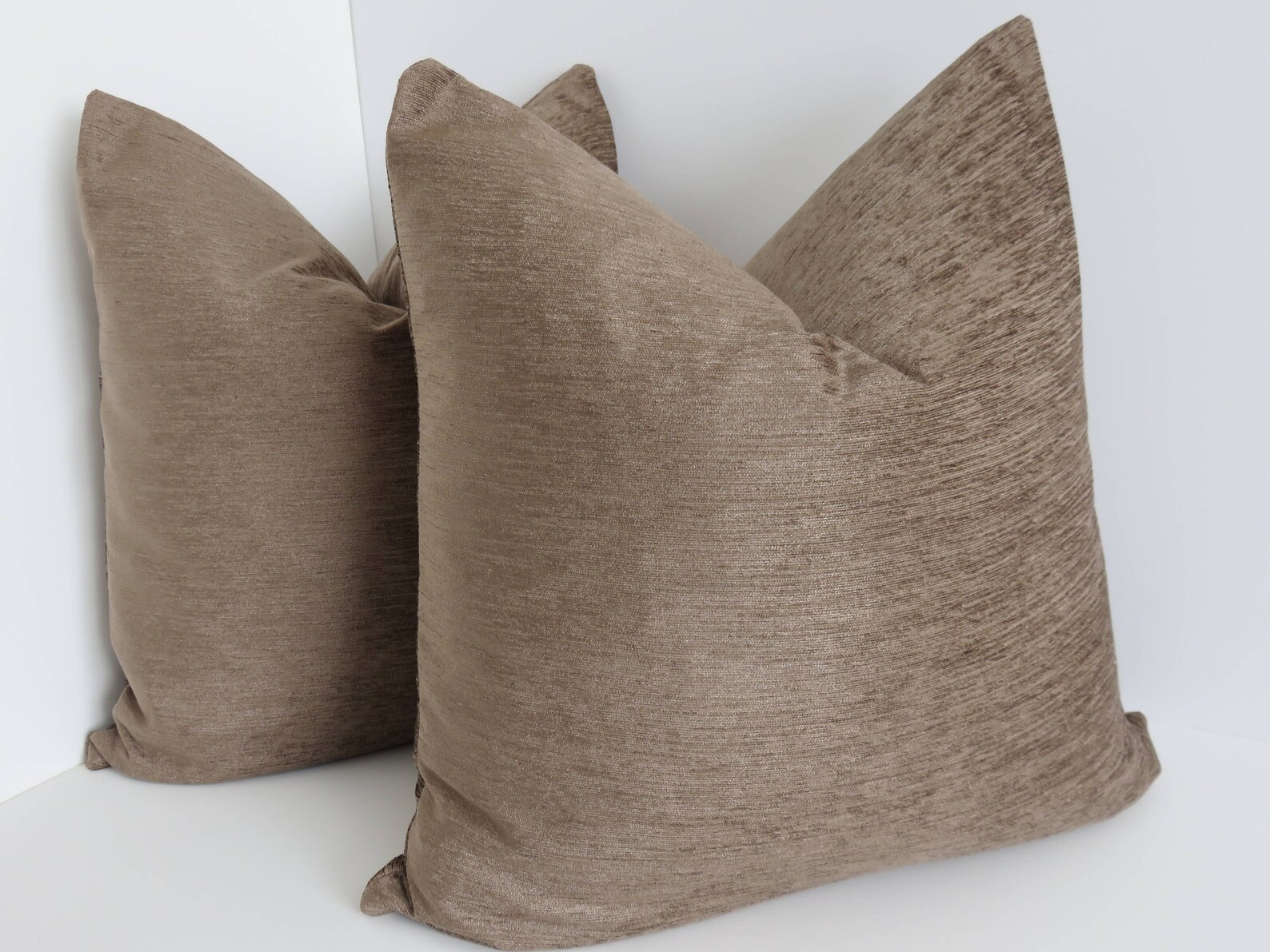 Chenille Brown Pillow Covers Chenille Pillows Solid Brown Etsy