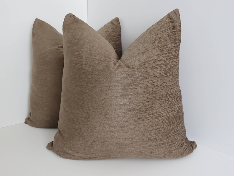 Chenille Brown Pillow Covers Chenille Pillows Solid Brown Etsy