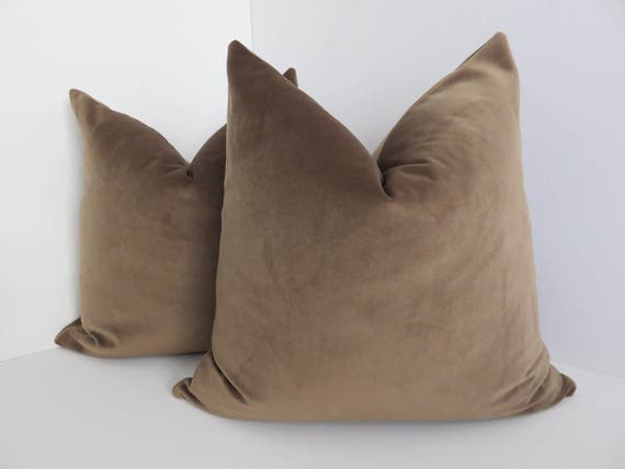 Light Brown Velvet Pillow Covers Velvet Pilow Covers Solid Etsy