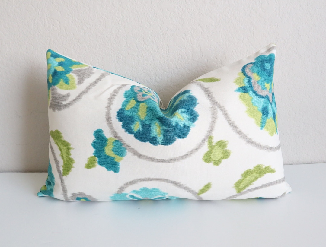 Outdoor/indoor Pillow Covers Outdoor Pillows Teal Ivory Grey Pillow