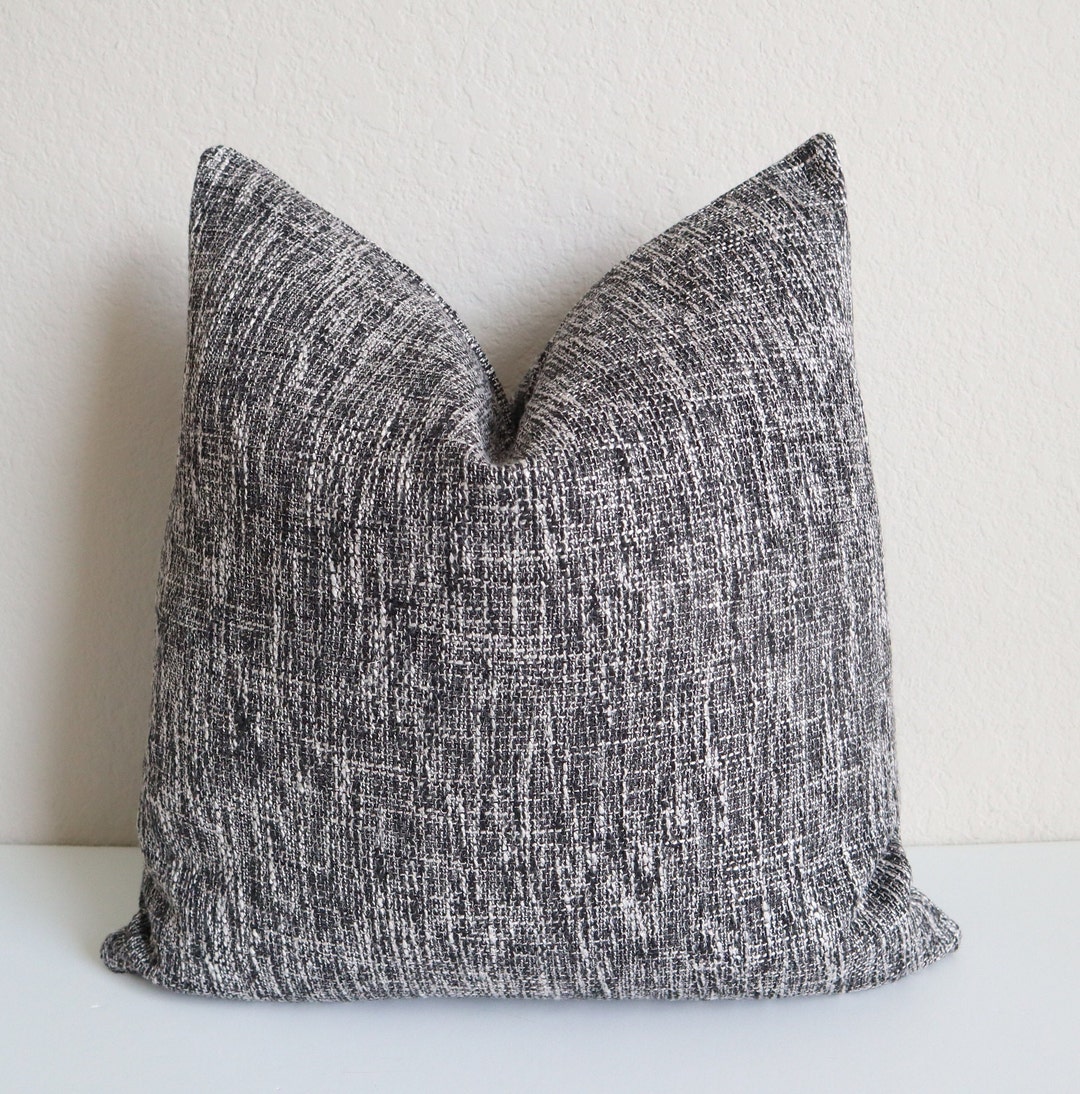 Woven Upholstery Pillow Cover Decorative Black Silver Pillow Etsy