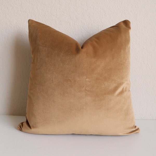 Luxurious Velvet Pillow Covers - Camel Brown Velvet Pillow Covers- Solid Camel velvet Pillow- Pillows- Pillow Cover, Camel Brown Pillow