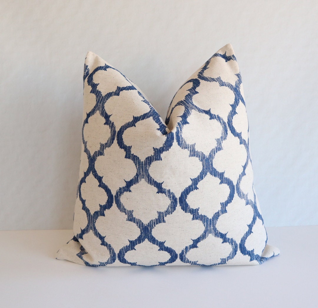 Richloom Gallery Enhance Cotton Beige Blue Pillow Covers / Blue Beige