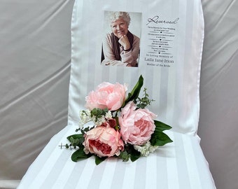 Personalised Wedding Memorial Wedding Chair Covering with a Photo