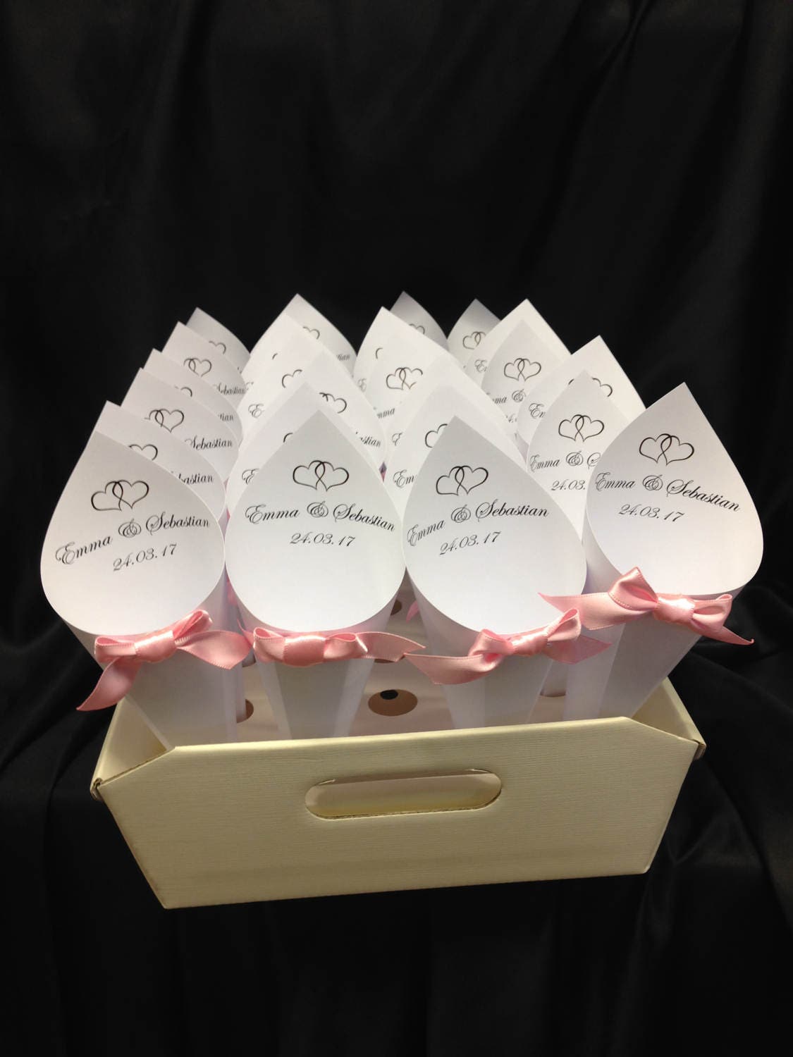 25 Personalised Wedding Confetti Cones in a Cone Holder Box Etsy UK
