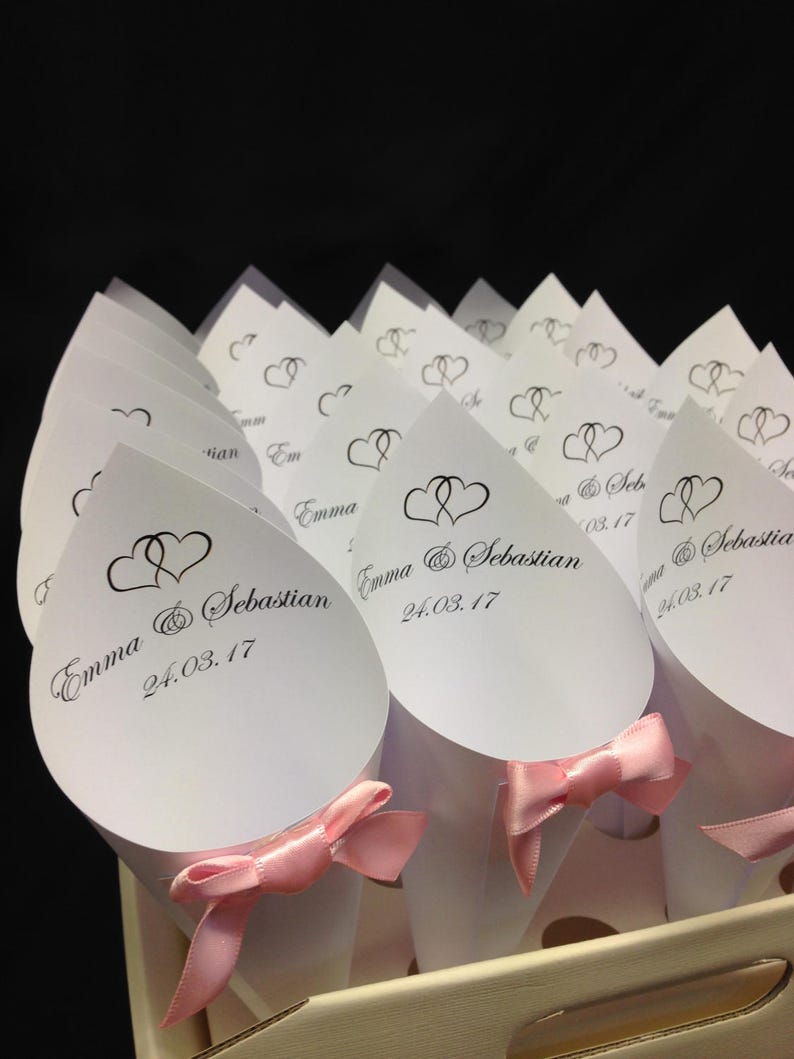 25 Personalised Wedding Confetti Cones in a Cone Holder Box Etsy UK