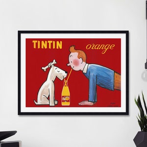 Tintin Vintage Poster, Tintin Orange Soda, Tintin Art Print, Tintin and Snowy Art