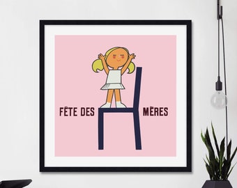 Fete Des Meres Vintage Poster Art Print, French Vintage Poster, Mothers Day Vintage Poster