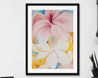 Hibiscus with Plumeria by Georgia O'Keefe Art Print