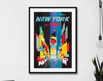 David Klein TWA New York Poster, Vintage Travel Poster New
